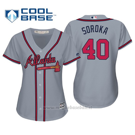 Maglia Baseball Donna Atlanta Braves Mike Soroka Cool Base Majestic Road 2019 Grigio